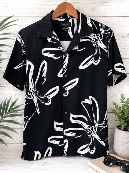 Porter & Ash Other - NWT Porter & Ash Kinetic Stretch Camp Shirt Black White Floral Men’s M